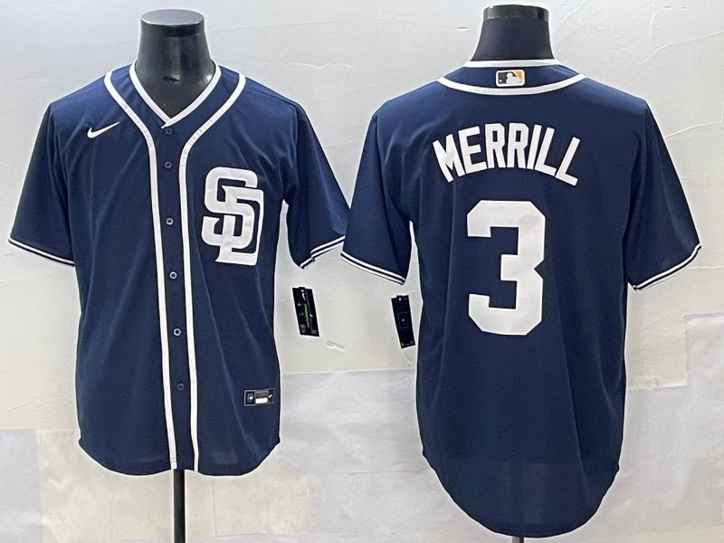 Men 2025 San Diego Padres #3 Merrill Dark Blue Game Nike MLB Jersey style 2->san diego padres->MLB Jersey
